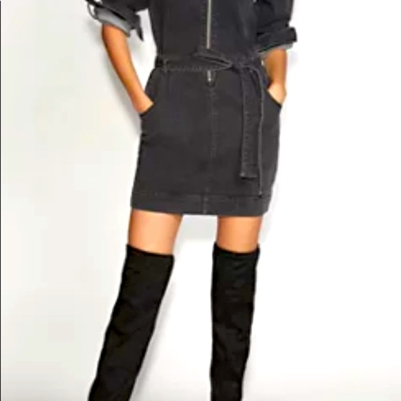 Brand New New York & Comp. Faded Thick Black Denim Dress Size S - Picture 5 of 5